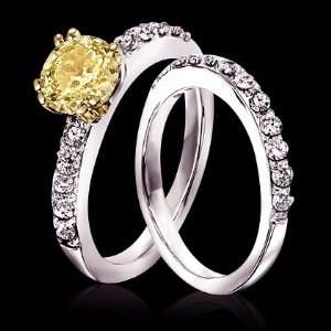  2.51 ct. yellow canary diamonds engagement ring band 