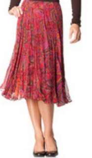 NWT $89.95 Coldwater Creek Vivid Paisley Print Crinkled Skirt Womens 