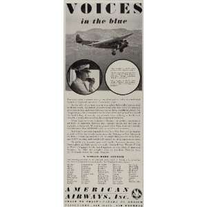   Ad American Airways AirlinesTwo Way Radio Pilot   Original Print Ad