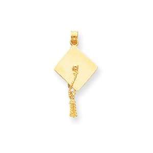   Dimensional Graduation Cap Pendant   Measures 30.4x23.5mm   JewelryWeb