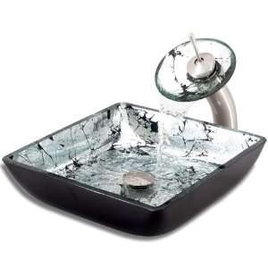  Geyser Tempered Bathroom Glass Vessel Sink and Brushed 