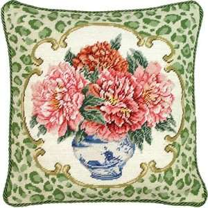  123 Creations C704.18x18 inch Peony with Green Leopard 