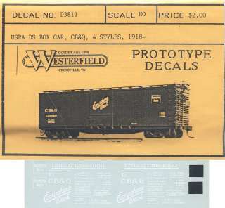 Weaterfield decal No. D3811 for a Chicago, Burlington & Quincy / USRA 
