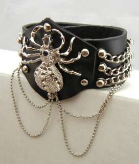 Punk Gothic Biker Spider Cuff Bracelet Wristband TEW118  