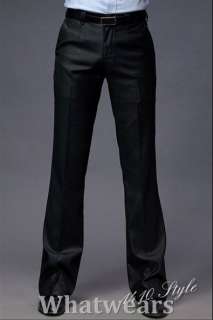 Mens Low Waisted Straight Leg Suit Trousers Black Z40  