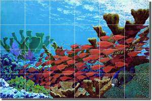 Shaffett Undersea Fish Coral Art Ceramic Tile Mural  