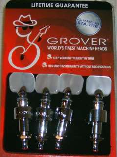 Grover Geared Banjo Pegs 120C Chrome Machines, Set of 4, Square 