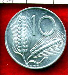 1956 Italy 10 Lira ~~~~~ UNC 1222  