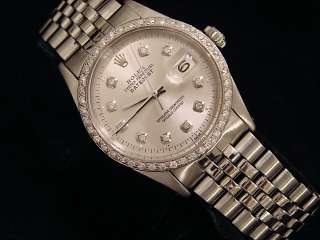 Mens Stainless Steel Rolex Datejust Watch 18k & Diamonds  