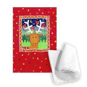  Reindeer and Robins by Cathy Baxter   Tea Towel 100% 