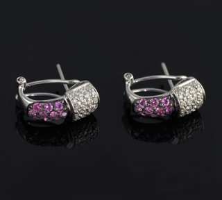 New Diamond and Pink Sapphire 14k White Gold Earrings 1.36 total ctw 