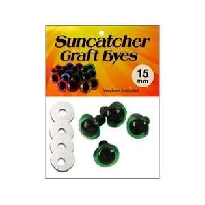  Suncatcher Craft Eyes Translucent 15mm Green 2pr Arts 
