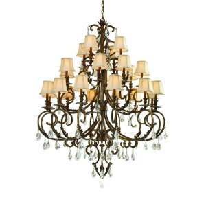   Bronze Crystal Chandelier with Ivory Shades 6907 FB