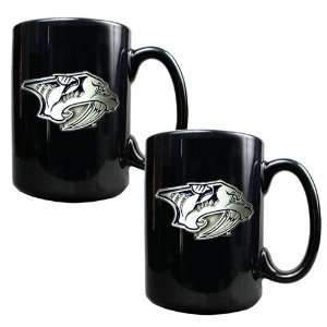  Nashville Predators NHL 2pc Black Ceramic Mug Set 