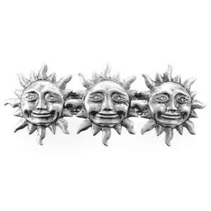  Silver Sun Faces Handcrafted Barrette 