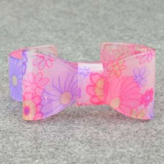 Gallant Free Ship Flower Lucite Resin Bowknot Open Cuff Bangle 