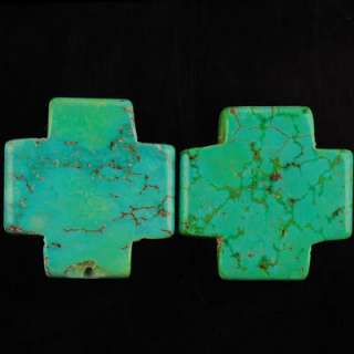 Turquoise Cross Pendant Bead Pair L1649  