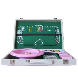 Julia 18.5 Roulette and Craps Set in Pink Suitcase  