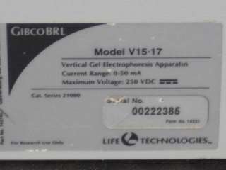 Life Technologies Gibco BRL V15.17 Verticle Gel Electrophoresis  