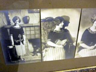   Long Frame w 9 Antique Photographs of Young Lady Posing Black & White
