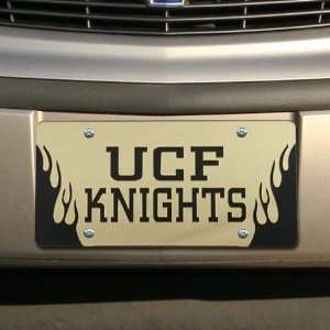  UCF Knights Gold Mirrored Flame License Plate Sports 