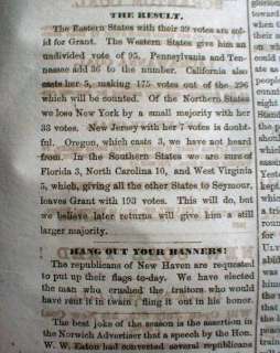 1868 newspapers ULYSSES S GRANT is ELECTED PRESIDENT  