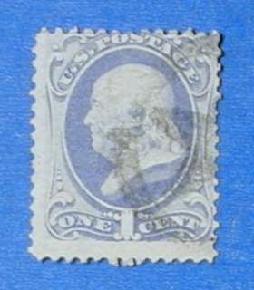 1870 US 1c FRANKLIN DEFIN STAMP WITH GRILL USED #134  