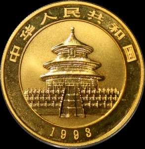 1993 100Y China Gold Panda 1 oz Large Date (上海) PCGS MS69  