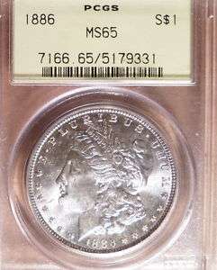 1886 P Morgan Dollar graded PCGS 65, Lustrous  