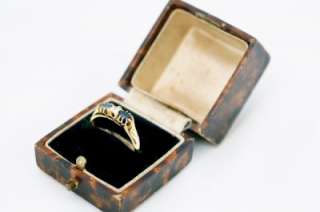 Antique Victorian 18ct 18k Gold Diamond Sapphire Ring Original Box 