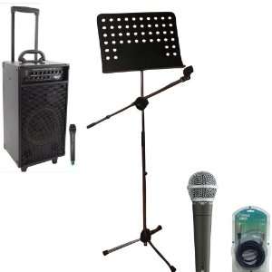 Pyle Speaker, Mic, Cable and Stand Package   PWMA1080I 800 Watt 