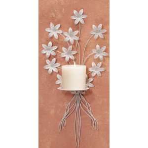  Metal White Floral Candleholder Furniture & Decor