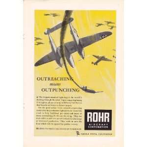1943 WWII Ad Rohr Aircraft P 38 Lightning Fighter Plane Shoots Down 