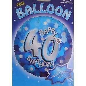  Balloons   1 X 18 40th Holographic Blue Foil Balloon 