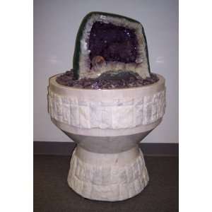  Aqua Amethyst Geode Fountain With Light And Crystal Sphere 