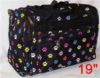 19” Paw Print Duffle Bag Gym Tote Weekend Travel Handbag Diaper for 
