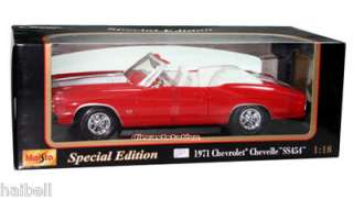 1971 Chevrolet Chevelle SS 454 Convrt Die Cast 1/18 Red  