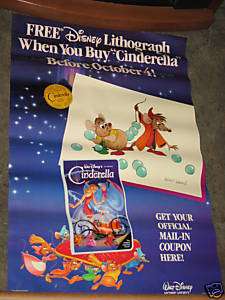 Cinderella 1988 VHS Movie Poster 26x40 Walt Disney  