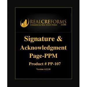  Signature Page And Acknowledgment