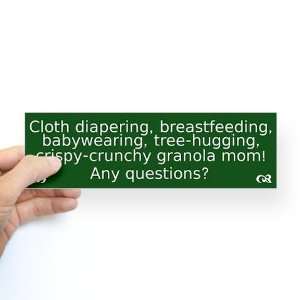 Cloth Diaper Attachment Parenting Family Bumper Sticker by 