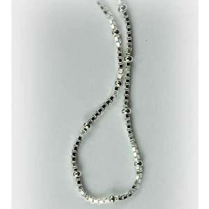 NEXUS ITALY.925 Sterling Silver 019 Gauge Box Chain with Beads 20 Inch 