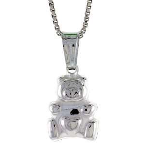 925 Sterling Silver Small Teddy Bear Pendant (NO Chain Included), Made 
