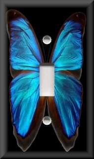 Single Switch Plate Cover   Blue Butterfly 02  