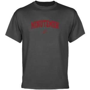  NCAA UMass Minutemen Charcoal Logo Arch T shirt Sports 