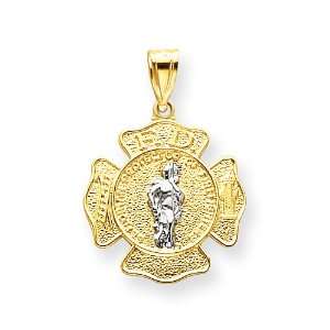    Medium 14k Gold St. Florian Badge Necklace Pendant Jewelry