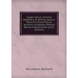   Indices Rerum Copiosissimi (Latin Edition) De Lisieux Zacharie Books
