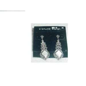   Sterling Silver Marcasite & Mother of Pearl Earrings 