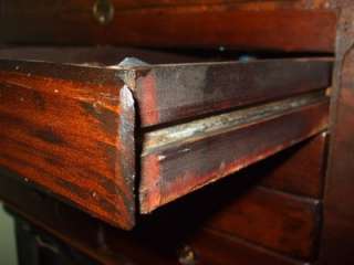 Spool Drawers Lift Lid Lock 8 Drawer Antique Wood Cabinet Lrg 27.5 x 