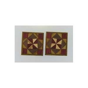 Quilt Pattern Wooden Post Earrings Square Within Squares Quilt Block 