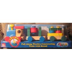  Pull Along Wooden Constructing Train with Sound Toys 